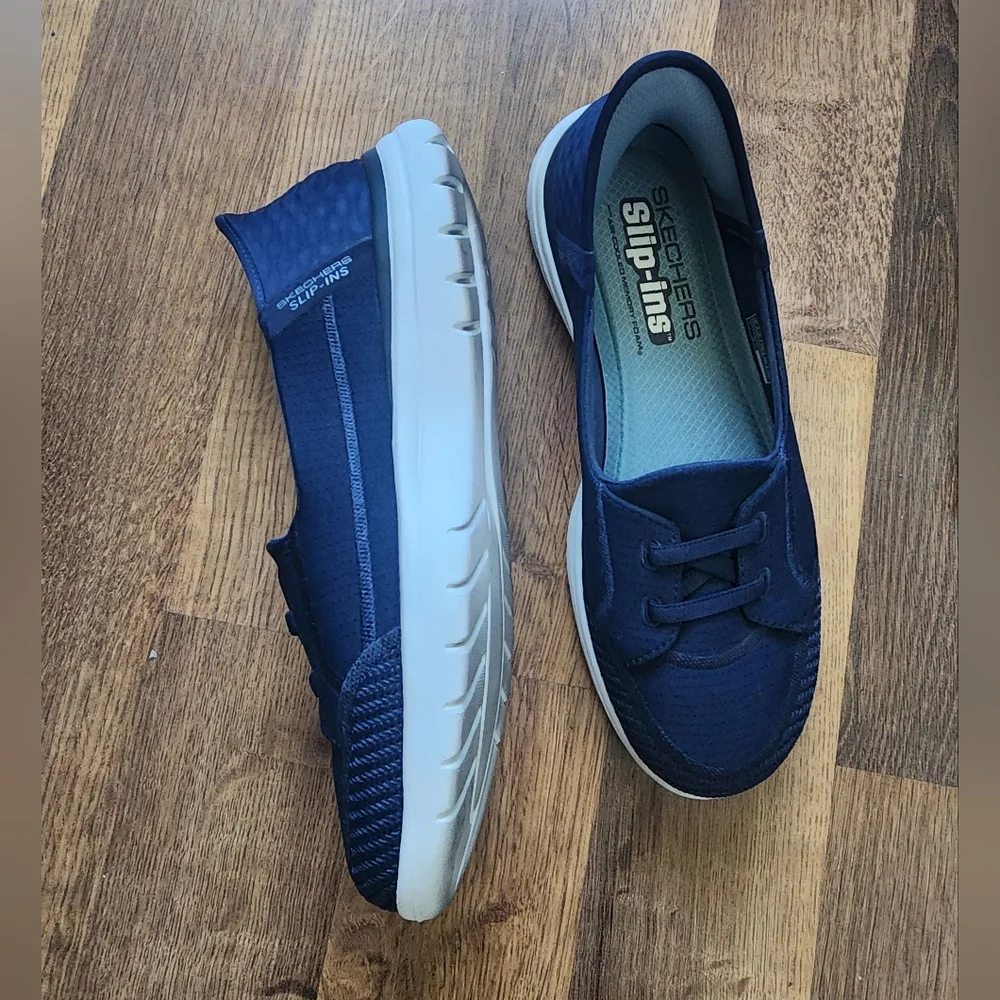 Skechers Women's Navy Slip-On Sneakers - Picture 2 of 3